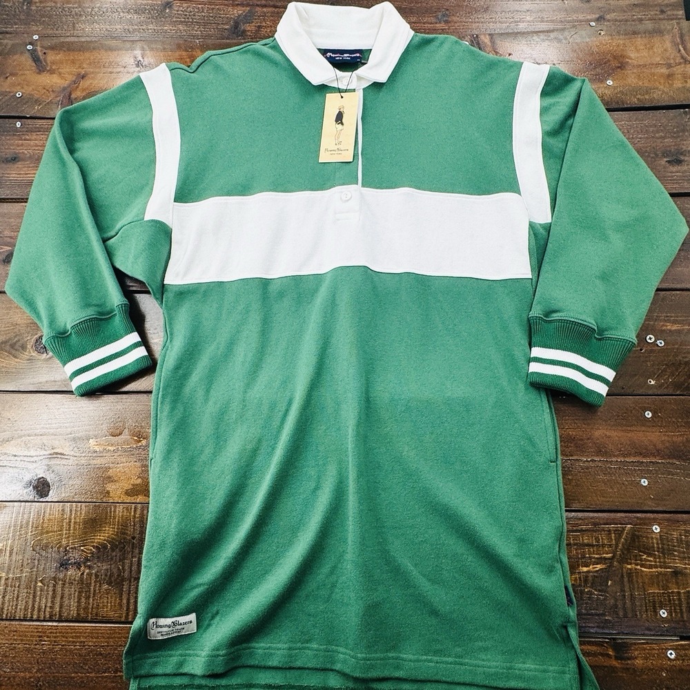 ROWING BLAZERS Women's Med Stripe Rugby Jersey Dress Green Heavy‎ Organic Cotton - Picture 13 of 14